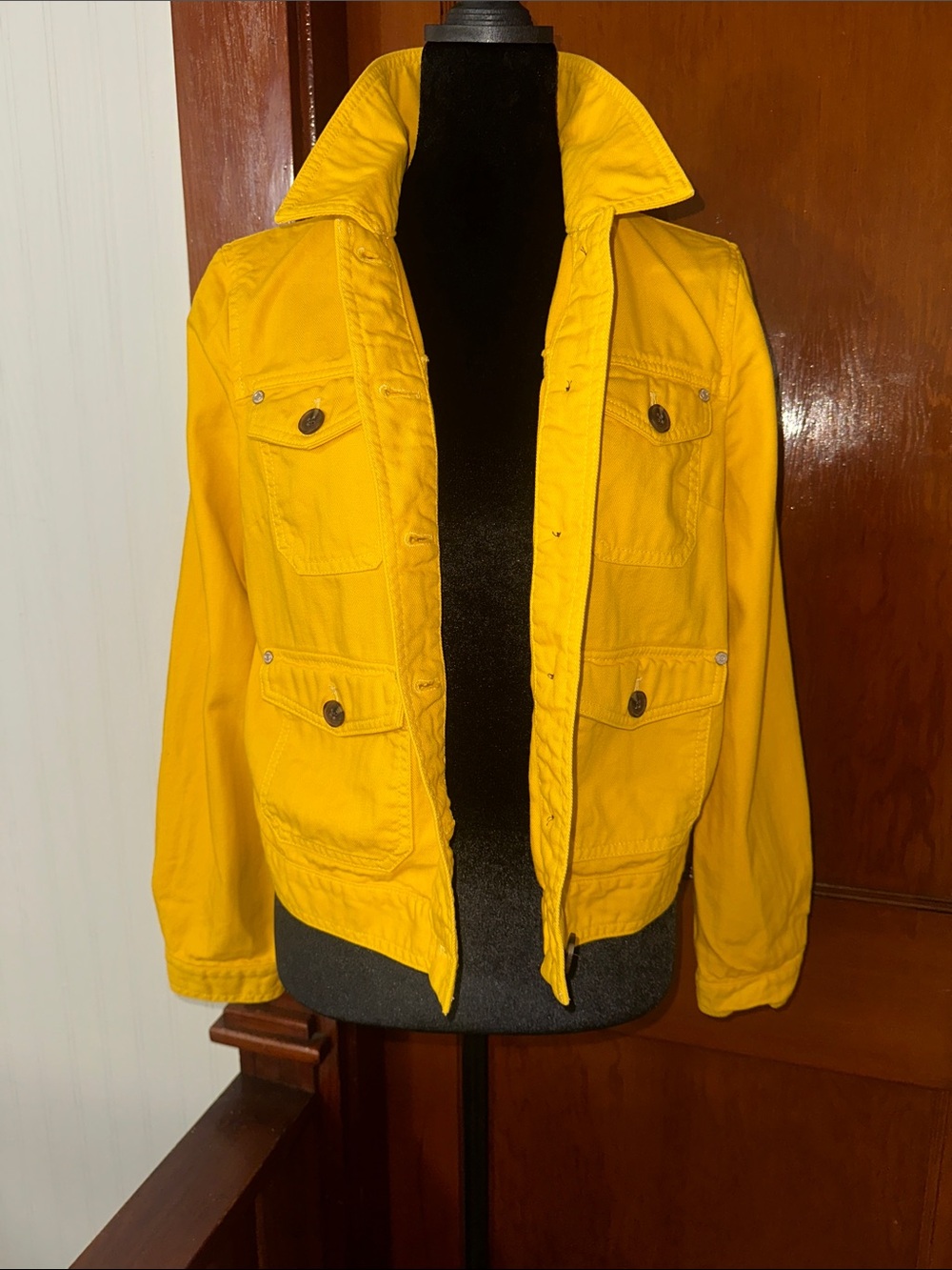 Talbots Yellow Cropped Utility Denim Jacket